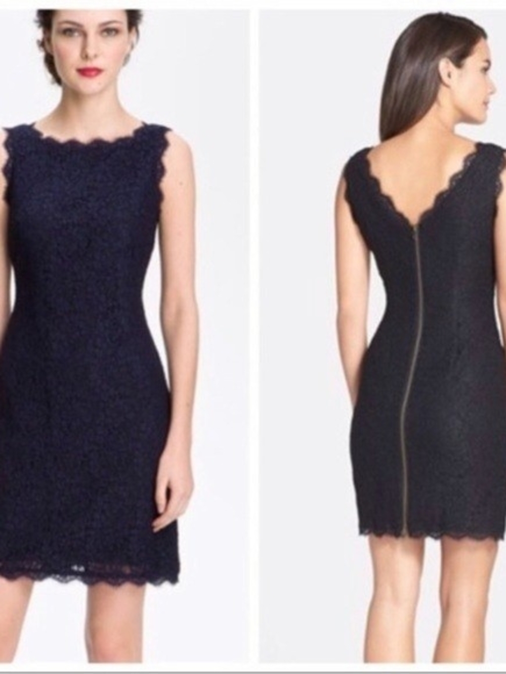 Women’s Black Lace Sheath Dress - Classic Scallop Trim